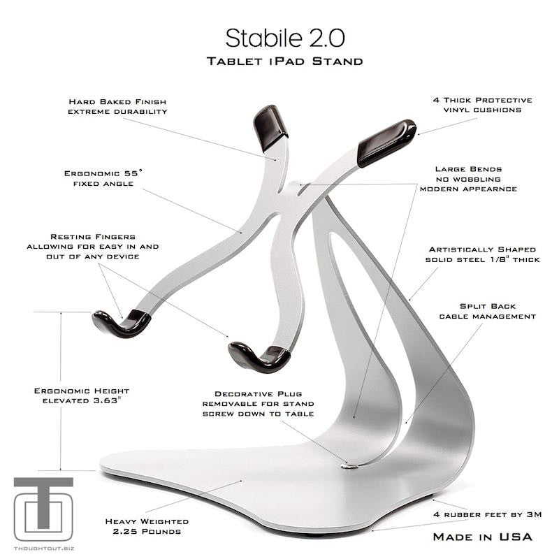 Stabile 2.0 Heavy-Duty Fixed-Angle iPad Stand
