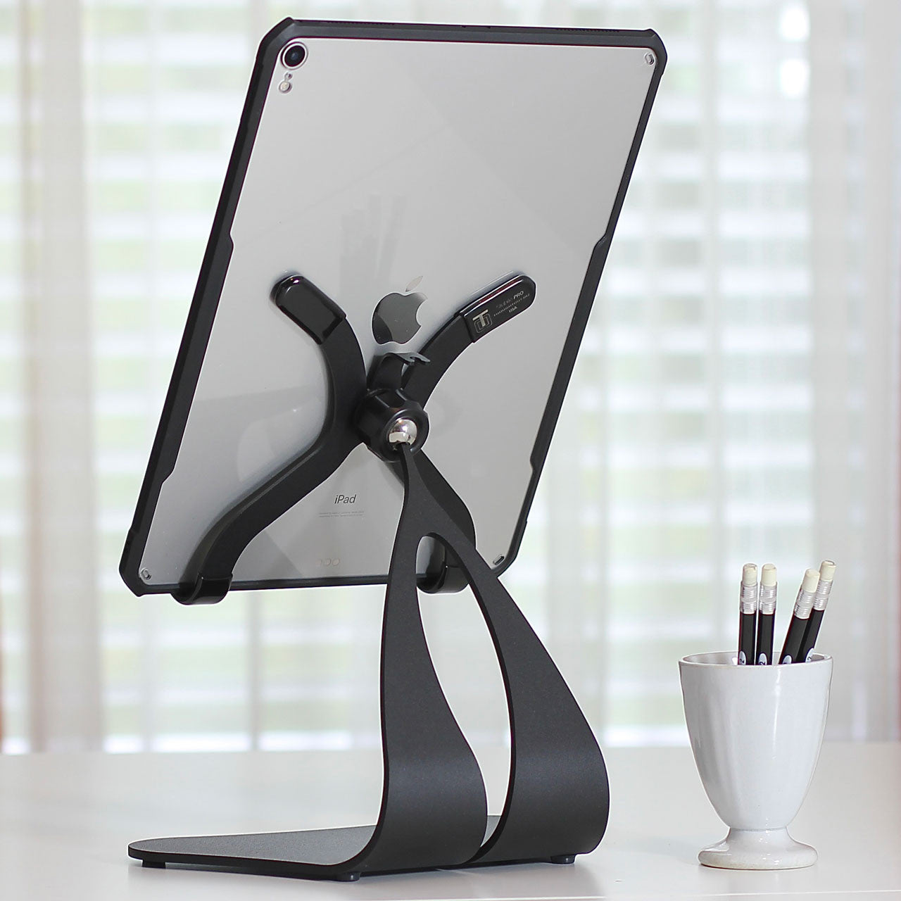 Stabile PRO iPad stand rear view on desk