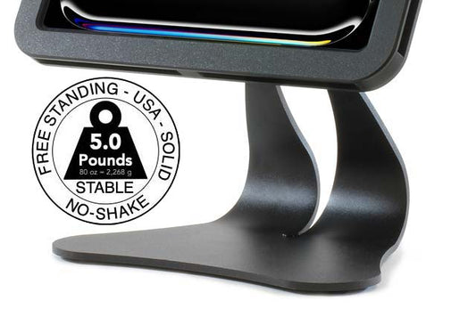 EnCloz secure iPad POS stand heavy steel base close-up