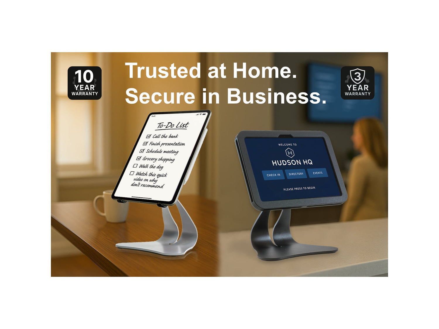 Trusted at home and secure in business with Thought Out iPad stands and holders